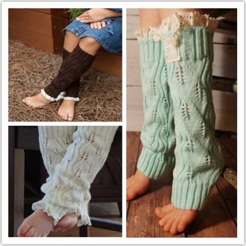 Kid Leg Warmer Fashion Girls' Knitting Leg Warmers Crochet Lace Trim Buttons Children Leg Warmers Winter Kid Boot Accessories