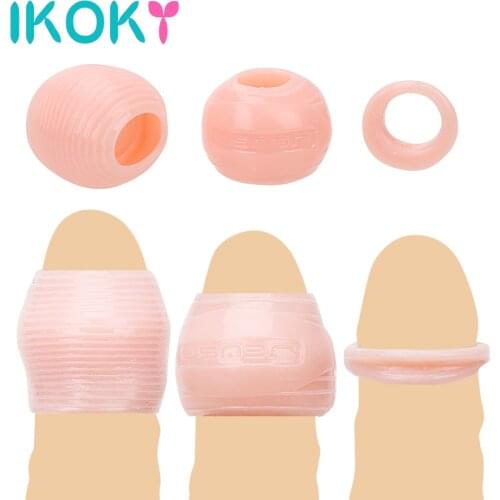 IKOKY 3Pcs/set Cock Rings Delay Ejaculation Male Chastity Device Sex Toys For Men Erotic Penis Rings Foreskin Correction