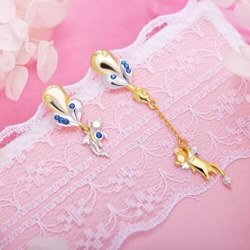 Kawaii Anime Cardcaptor Sakura CERBERUS 925 Silver Ear Drop Cosplay Decor Ear Clip Jewelry Earrings Jewellery for Women Girl