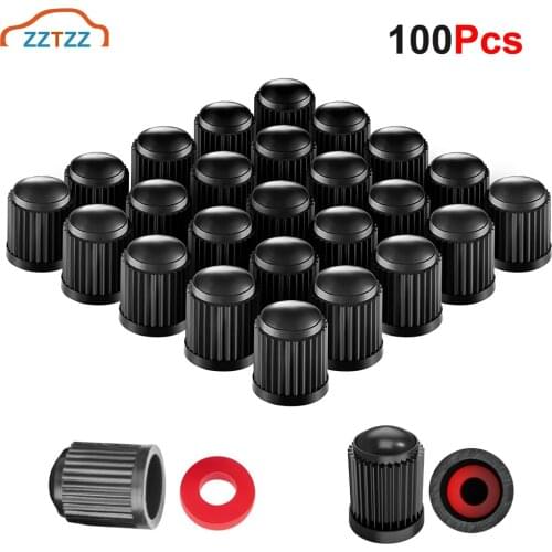 100Pcs Tire Valve Caps, Plastic Valve Stem Caps with O Rubber Seal, Universal Stem Covers for Car SUV Bike Bicycle Motorcycles