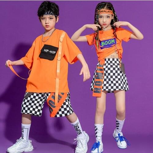 ChildrenS Day Loose Tops Lattice Shorts Suit jazz Dance Clothes Boys Fashion Jazz Street Dance Hip Hop Dance Rave Wear DQS7420