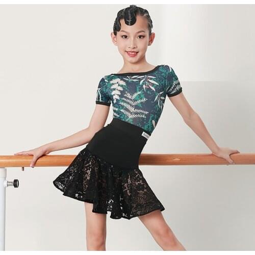 Lace Latin Dance Skirt Set Girl Performance Costume Backless Salsa Dancing Outfit Summer Tango Dance Suit Rumba Dancewear JL3416