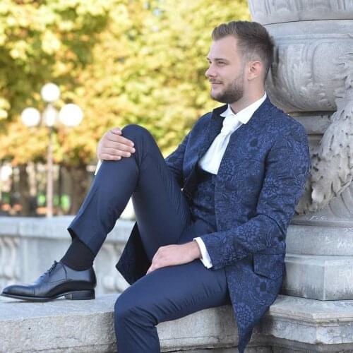 Fashion Floral Pattern Mens Suit Wedding Tuxedo Formal High Quality Groom Prom Dinner Blazer 3 Pieces Suits (Jacket+Vest+Pants)