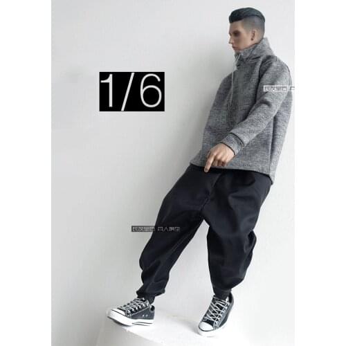 1/6 Scale Male Clothes Grey Hoodie Wide Leg Pants fit For 12'' Action Figure Body