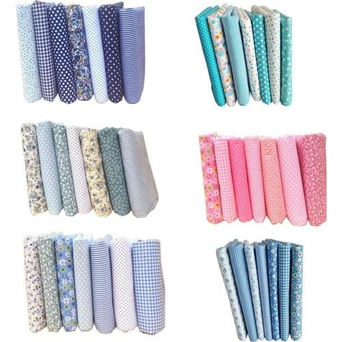 New 7Pcs/Set Fabric Floral Plaid Cotton Cloth DIY Craft Sewing Handmade Accessories