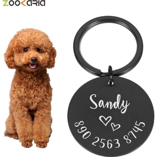 Personalized Pet ID Tags Engraved Pet Name Number Collar Tags Cat Puppy Stainless Steel Tags Pendant Anti-lost Pet Accessories