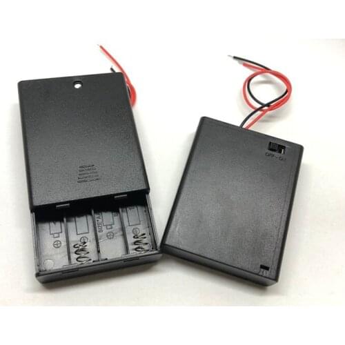 40pcs/lot MasterFire Plastic 6V AAA Battery Holder Storage Box Case 4 Slots For 4 X AAA Batteries Cover With OFF/ON Switch Wires