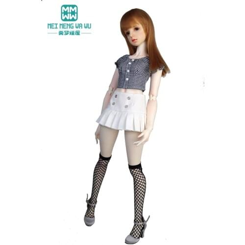 Fits 58-60CM 1/3 SD Dolls toys Ball Jointed Doll clothes Fashion Plaid shirt, denim hot pants, leather shoes Girls gift