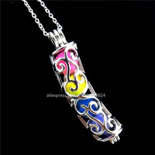 R-K210 Creative Auspicious Cloud Bend Tube Locket Necklace Beads Cage Aromatherapy Essential Oil Pendant Necklace