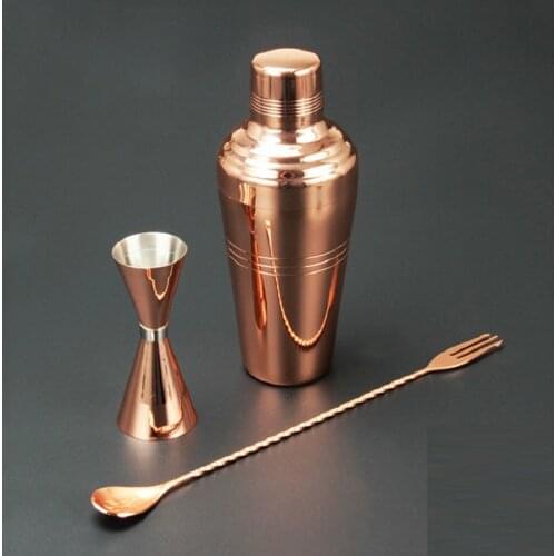 Cocktail Shaker Bar Set Copper Plated Shaker Barware Set - 3 Pieces