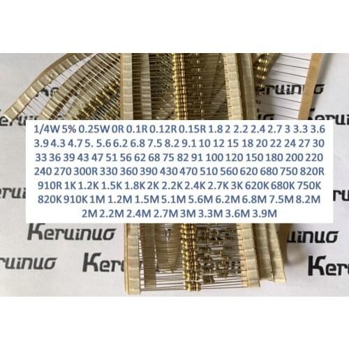 Resistance 1/4W 5% 0.25W 910R 1K 1.2K 1.5K 1.8K 2K 2.2K 2.4K 2.7K 3K 620 680 750 820R Carbon Film Resistance Resistance Assortm