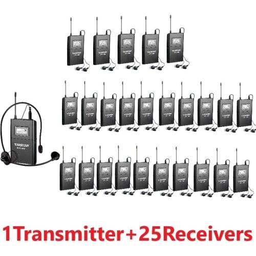Takstar WTG-500/WTG500 UHF wireless tour guiding system 1 Transmitter+25 Receivers+1 Headworn MIC+25 earphone