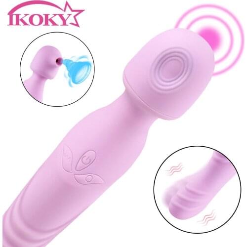 Telescopic Sucking Vibrator Clitoris Stimulator Sex Toys for Woman G Spot Massager 3 in 1 AV Magic Wand Vibrator Vibrating Dildo