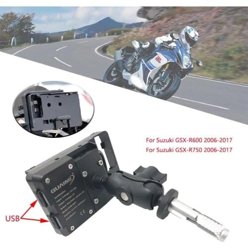 Motorcycle USB Charger Mobile Phone Holder Stand Bracket For Suzuki GSX-R600 GSX-R750 2006-2017 2011 2012 2013 2014 2015 2016