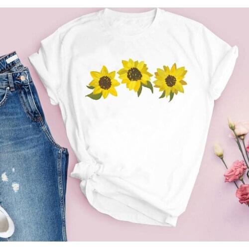 Sunflower Women Graphic Floral Cute Summer Casual Fashion Aesthetic Print Female Clothes Tops Tees Tshirt Polyester T-Shirt