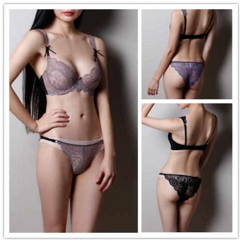 Women Lace Bra Set Lingerie Panties Set Ultra-Thin Brassiere 2019 breathable sexy bra lace transparent Bra And Panty Set Purple
