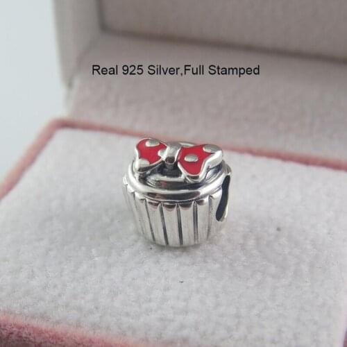 100% Silver 925 Beads Cupcake Charms Fits Original Bracelets Necklaces Bangles Girl Women Jewelry Making Gifts