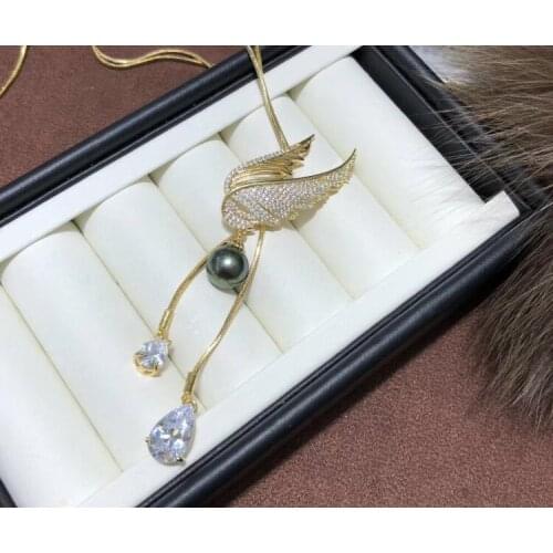 14K Gold Filled Sweater Chain With Angel Wings Design Pendant Necklace Settings Women DIY Long Necklace Accessory 3Pieces/Lot