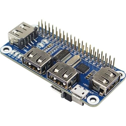 4 Ports USB HUB HAT For Raspberry Pi 3 / 2 / Zero W Extension Board USB To UART For Serial Debugging Compatible With USB2.0/1