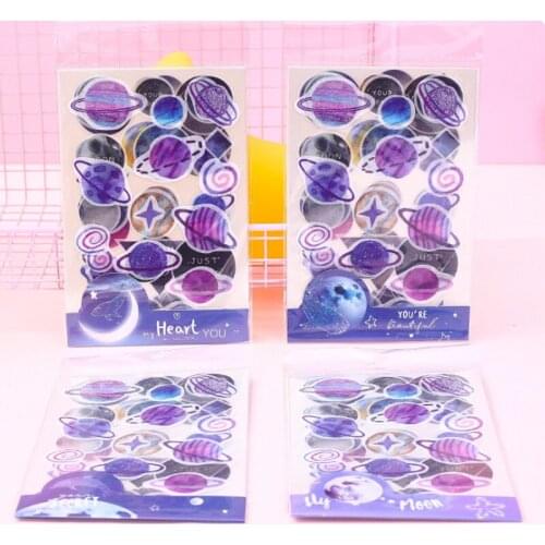 4pcs Planet Earth Pluto Moon Mini sticker pack Self adhesive Sticky Multifunction School Supply scrapbooking sticker Label