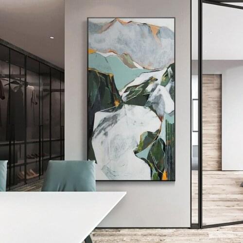 Abstract Mountain Bird Canvas Art Poster Nordic Print Blue Landscape Painting Modern Wall Picture for Living Room Home Decor