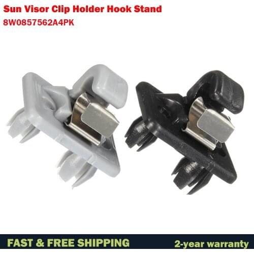 8W0857562A4PK Grey / Black Plastic Auto Sun Visor Clip Holder Hook Stand For Audi A1 A3 A4 A5 Q3 Q5 TT Interior
