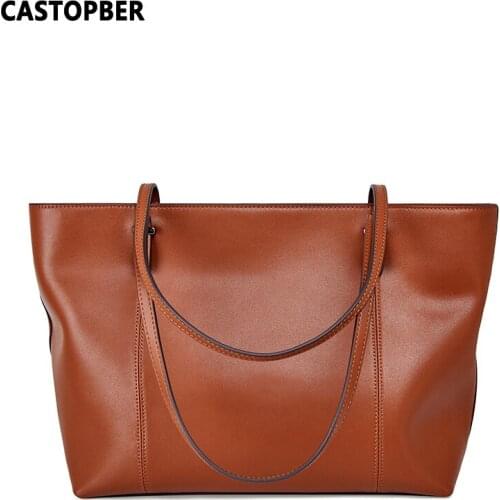 Large Tote Bag With Zipper For Women Cowhide Split Leather Shoulder Handbags High Capacity Casual Ladies Designer Famous Brand