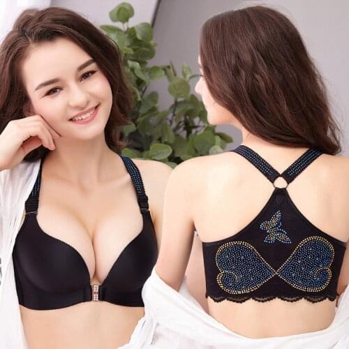 Sexy Deep V Cup Bras For Women Front closure Seamless Bra Wire Free Bralette Backless Plunge Intimates Female Underwear