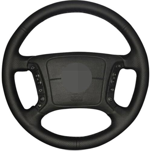 Black Car Steering Wheel Cover DIY Hand-stitched Artificial Leather For BMW E46 318i 325i E39 E53 X5