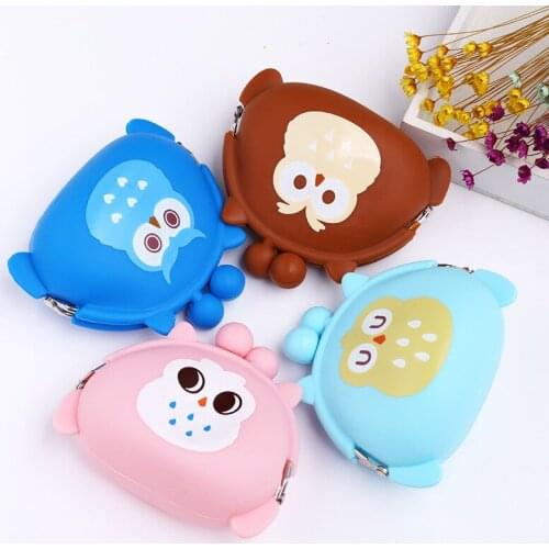 2019 Children Cute Cartoon Owl Silicone Jelly Wallet Silica Gel Change Bag Key Pouch Coin Purse Clutch Key Holder Storage Bags