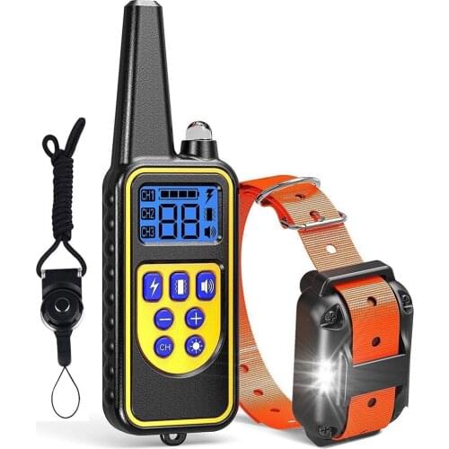 Electric Dog Collar 800m Waterproof Pet Remote Dog Training Collar Controller Rechargeable Dog Collar LCD Shock Vibration Sound