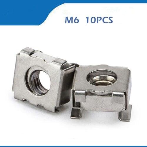 10PCS Stainless Steel 304 Quartet Floating Nut Card Nuts Floating Nut Cage Nuts M6