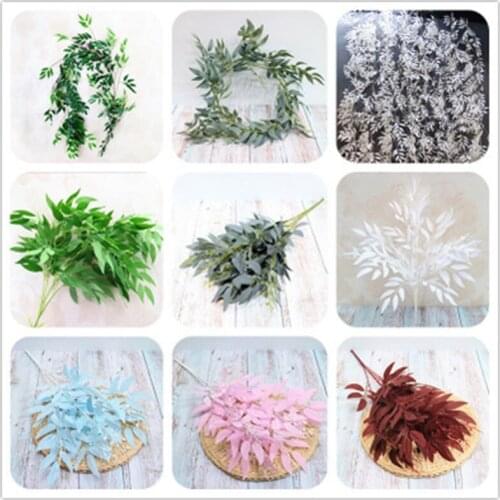 Artificial Plants Willow Bouquet Fake Leaves for Home Wedding Decoration Jugle Party Willow Vine Faux Foliage Plants Wreath