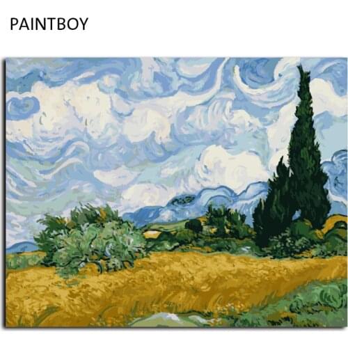 Van Gogh Oil Painting Framed Picture Painting By Numbers Abstract Landscape DIY Digital Canvas Oil Painting Wall Art G415