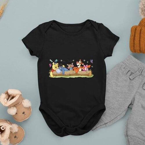 Harajuku Pop Kawaii Winnie the Pooh Toddler Jumpsuit Kangaroo Piglet Tigger Eeyore Graphic Anime Fashion Newborn Bodysuits