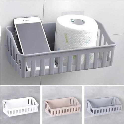 Suction Cup Bathroom Storage Basket Holder Kitchen Shelf Wall Shower Caddy Shampoo Cosmetics Hanging Basket Bathroom Organizer