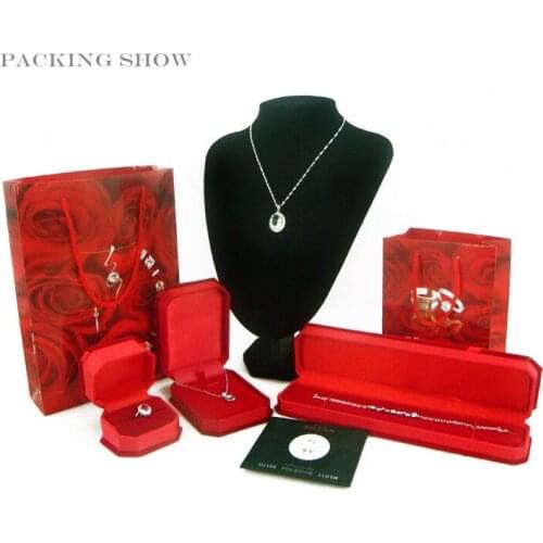 Red/Black Necklace Jewelry Display Box Square Velvet Box Bow Tie For Pendant & Necklace Gift Boxes Packaging