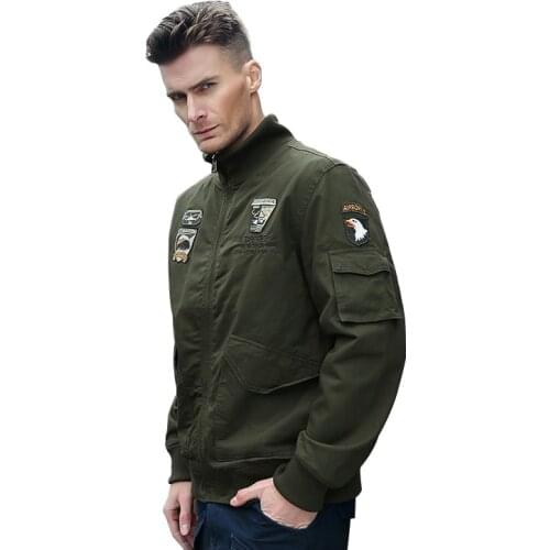 Autumn American Air Force one Flying Jacket male Military army Bomber flight jacket varsity College for Men badge Outerwear Coat