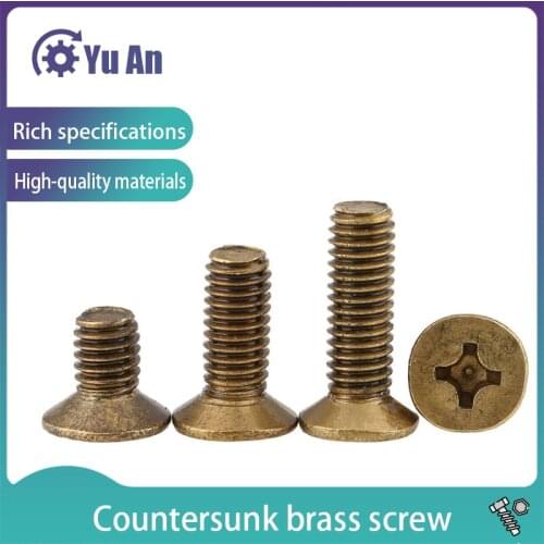 Cross Countersunk Head Brass Screw KM GB819 Philips Flat Head Brass Bolts Copper Machine Mini Screws M2 M2.5 M3 M4 30PCS