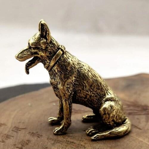 Copper Dog Figurines Statue Home Garden Decoration Accessories Brass Antique Decor Living Room Desktop Ornaments Animal Crafts