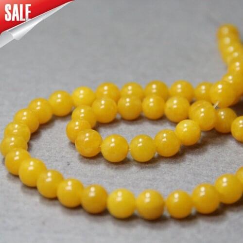 Min Order1) 8mm Fashion Yellow Chalcedony Beads DIY Stone Beads 15inch Loose Beads Round Women Jewelry Making Design Wholesale