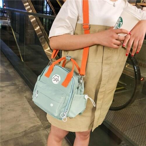 Mini Womens Backpack Small Nylon Shoulder Crossbody Bag Solid Color Canvas Cute Girl Backpack Handbag Multi-function Travel Bag