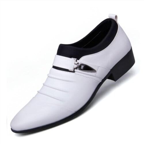 New British Mens Slip On Split Leather Pointed Toe Men Dress Shoes Business Wedding Oxfords Formal Shoes For Male 2021 38-48