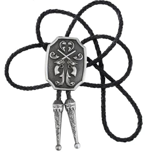 Cowboy West BOLO TE two guns zinc alloy leather tie for men and women novelty gifts