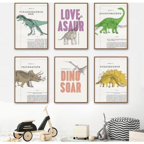 Dinosaur Tyrannosaurus Pterodactyl Brontosaurus Wall Art Canvas Painting Nordic Posters And Prints Wall Pictures Kids Room Decor