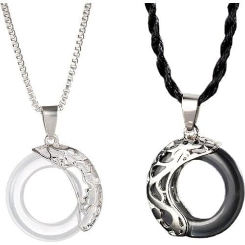 New Fashion Lotus Pond Moonlight Dragon And Phoenix Ancient Hyacinth Couple Pendant Necklace Valentines Day Gift