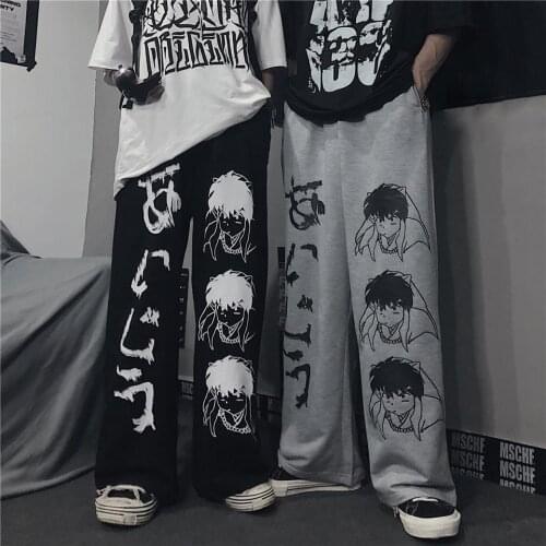 20202 new Harajuku style summer cartoon anime loose wild straight wide-leg casual pants trousers for men and women