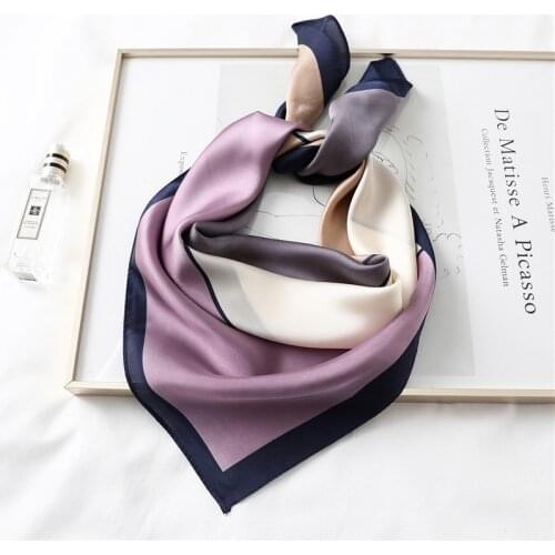 New Design Women Silk Scarf Square Neck Shawls Foulard Lady Pashmina Solid Geometric Bandana Hair Band Kerchief 2021