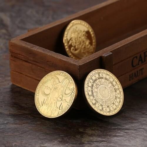 12 Constellation Gold Commemorative Coin Plated Physical Art Collectible Gift for Souvenir Art Collection Business Gifts