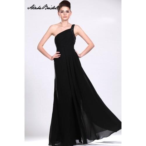 Wedding Party Dress Short Mother Of The Groom Dresses Gorgeous A Line One Shoulder Black Chiffon Mother of the Bride Dress